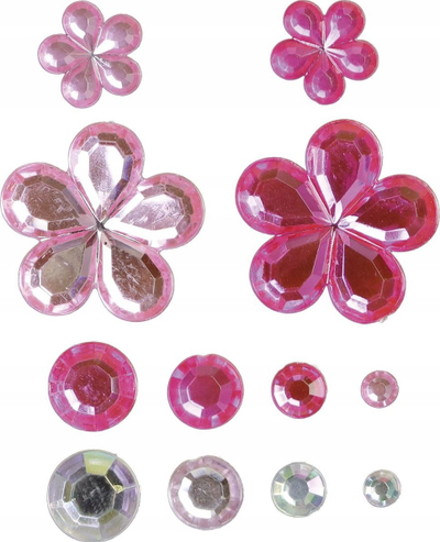 Kristale vetëngjitëse dekorative Titanum Pink Flowers, me lule dhe rrathë, me ngjyrë rozë