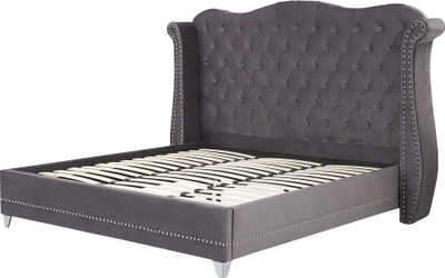 Krevati Beliani Ayette Velvet, 180 x 200 cm, Super King, gri