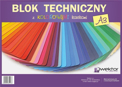 Bllok vizatimi teknik Wektor A3, 8 fletë, 160g, me ngjyra