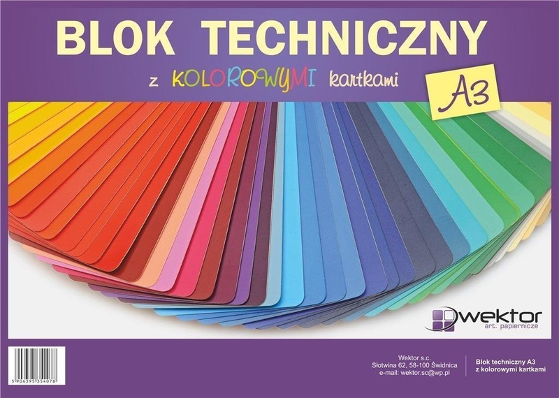 Bllok vizatimi teknik Wektor A3, 8 fletë, 160g, me ngjyra