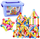 Lodër konstruktori magnetik Lean Toys Magnetic Sticks, 166 pjesë, për fëmijë 3+, shumëngjyrëshe