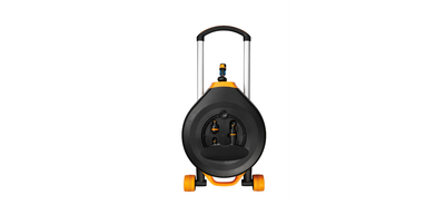 Rrotë automatike Fiskars, për zorrë të ujitjes, XL, zezë/ portokalli