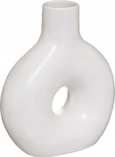 Vazo qeramike dekorative Atmosphera Circle, 21 cm, e bardhë