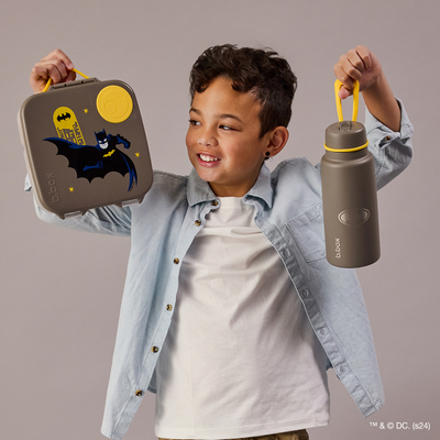 Kuti ushqimi për fëmijë b.box Snack Box Batman, me ndarje, gri e verdhë