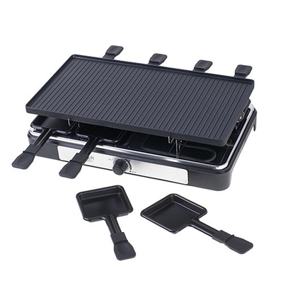 Grill elektrik Adler AD 6616 Raclette 4 në 1, 1400W, për 8 persona, i zi
