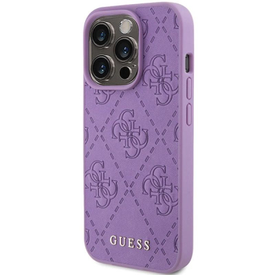 Kllëf telefoni Guess 4G Leather për iPhone 15 Pro Max, TPU, vjollcë