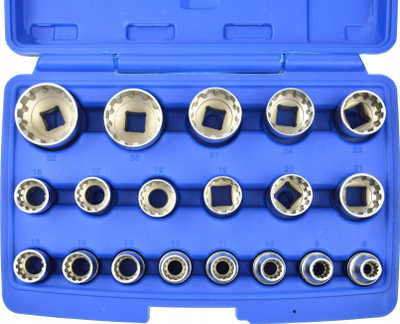 Set çelësash Gearlock 1/2", 19 copë, 8-32 mm, ngjyrë argjendtë