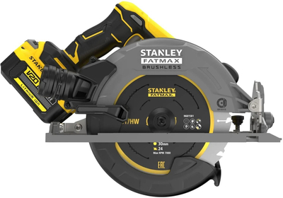 Кружна безжична пила Stanley FATMAX V20, 18V, сечиво 190mm, жолта