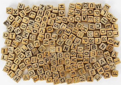 Rruaza FANDY Beads ABC, 6 mm, 30 g, ngjyrë ari