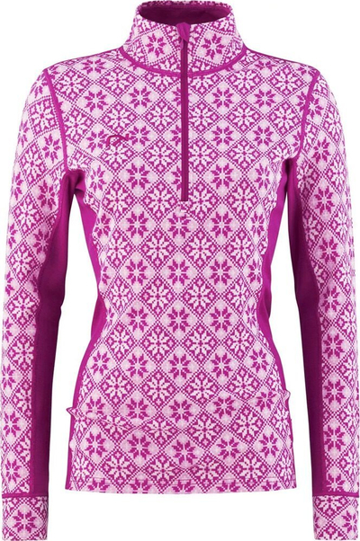 Bluzë termo për goca Kari Traa Rose Half Zip, 100% lesh Merino, me jakë gjysmë zinxhir, rozë