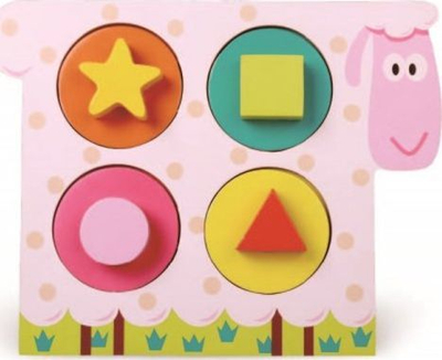 Дрвена играчка Brimarex Top Bright Little Sheep, геометриски блокови, едукативна, шаренолика