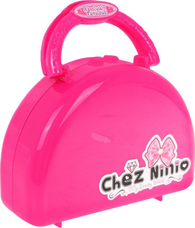 Set grim lodër Chez Ninio Pretty in Pink, paletë për sy buzë thonj, kuti çantë, rozë
