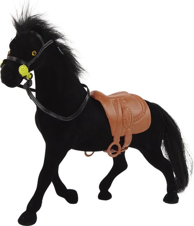 Figurine pelushi Black Velvet Horse, lodër kali, kadife, e zezë