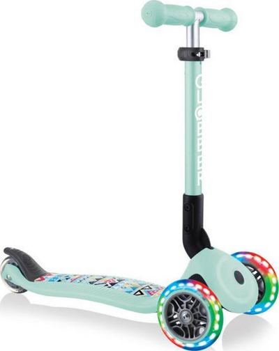 Trotinet për kalamoj Globber Foldable Scooter, 3 rrota, rrota me drita LED, mint