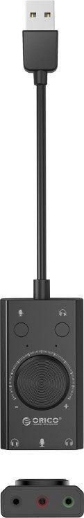 Kartë zëri USB Orico, 3 porta audio, rregullim zani, e zezë