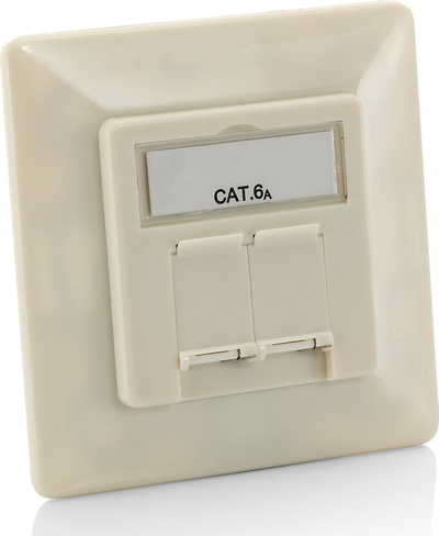 Panel modular Equip German Faceplate, Cat.6A, 2 porta RJ45, i bardhë