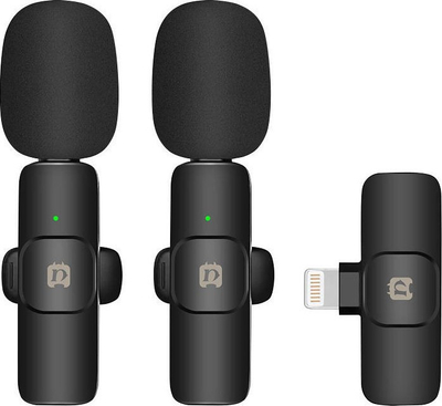 Mikrofon lavalier wireless Puluz PU3150B, lidhje Lightning, me anulim zhurme, i zi