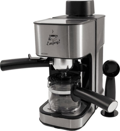 Makina espresso First Austria FA-5475-2, me portafilter, ibrik xhami, inox argjendtë