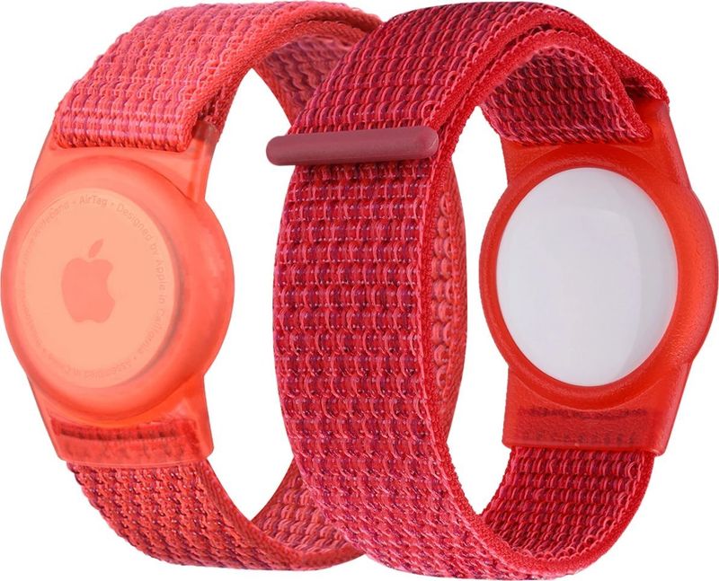 Rrip për AirTag Mobile Origin Strap, najlon elastik, i rregullueshëm, i kuq