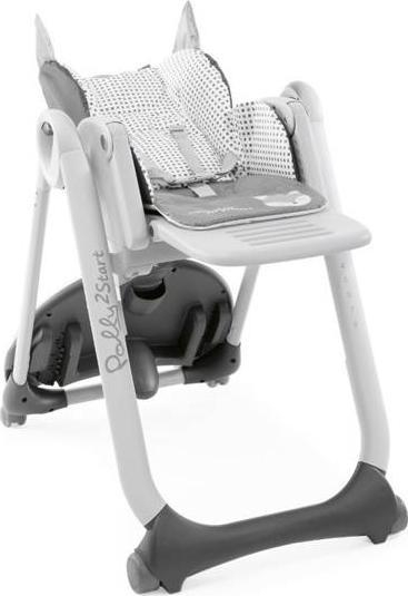 Karrige e lartë Chicco Polly 2 Start 3in1 Foxy, e rregullueshme, me tabaka, gri