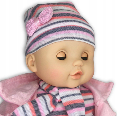 Kukull bebe Adar 516724, 40cm, me zë polonisht, rozë gri