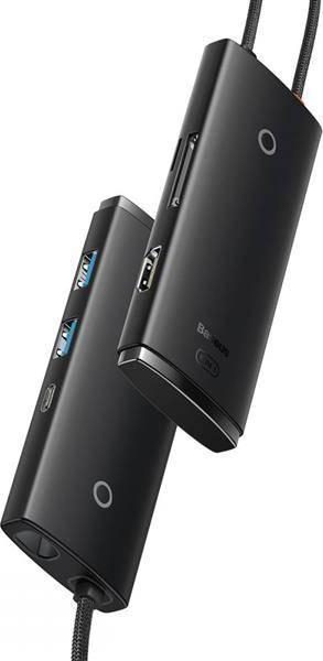 Adapter USB C BASEUS WKQX050001, 6 në 1, HDMI USB 3.0 SD TF, i zi