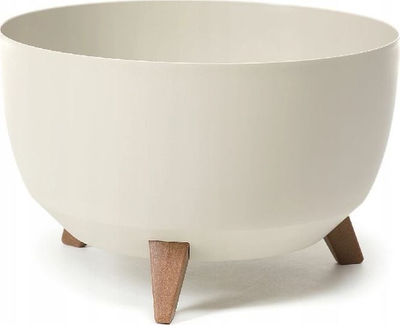 Vazo dekorative Lamela Roma Bowl Fi470, me këmbë, krem