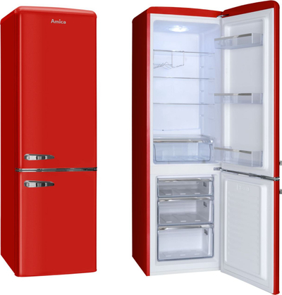 Frigorifer kombinim Amica KGCR 387 100, 181L, gjatësi 181cm, i kuq