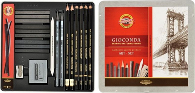 Set vizatimi Koh-i-noor Gioconda, 23 pjesë, lapsa grafiti, në kuti metalike