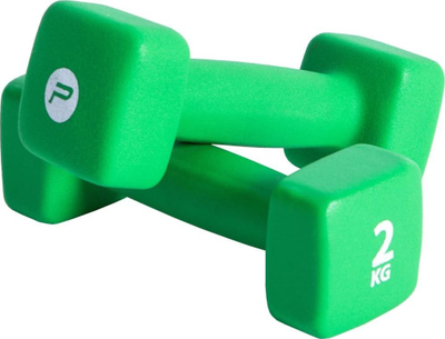 Set hantelash Pure2Improve me veshje neopren, 2 x 2 kg, të kuqe