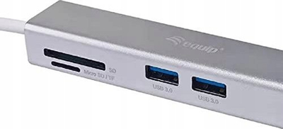Adaptues USB C Equip 5 në 1, HDMI, lexues karte SD, gri