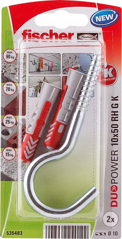 Set tiple universale Fischer DUOPOWER 10x50mm me grep të madh rrumbullak, 2 copë