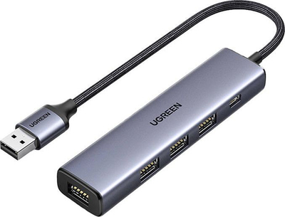 HUB USB Ugreen USB 3.0, 4 porta, me USB C Power Port, gri