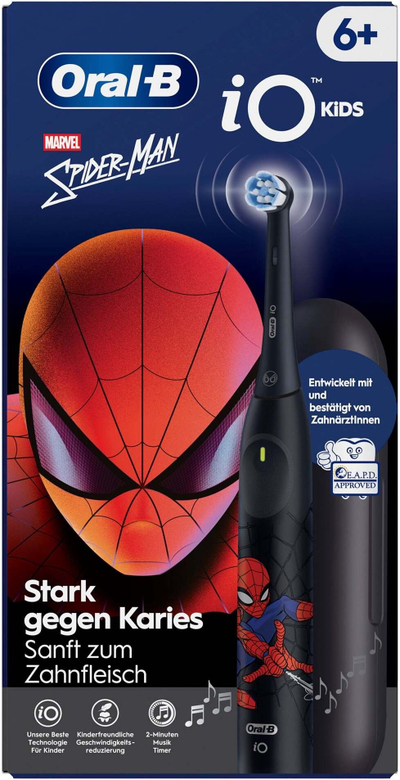 Електрична четка за заби Oral-B iO Kids 6+, со кутија за патување, дизајн Spiderman, шарена