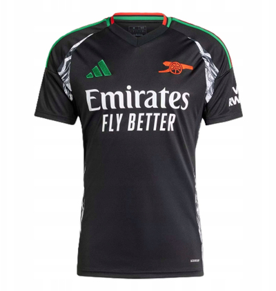Fanellë futbolli Arsenal Away 24/25, zyrtare, poliestër sportiv, e zezë