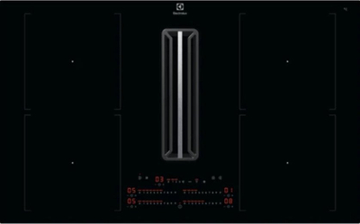 Pianurë me induksion Electrolux KCC84453CK, 4 zona, aspirator i integruar, 85cm, e zezë