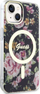 Mbrojtëse telefoni Guess Flower MagSafe për iPhone 14, magnetike, e zezë