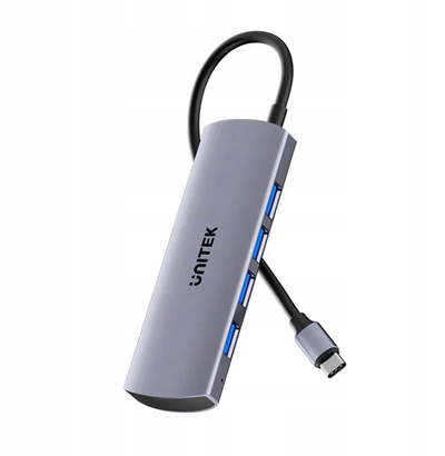 Hub USB C Unitek uHUB Q4 H1112EGY01, 4x USB A, 10Gbps, gri Space Grey