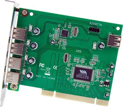 Kartë kontrolluese USB StarTech, 7 porta, PCI, e zezë