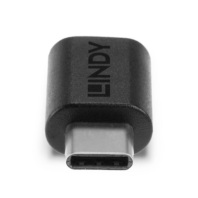 Adapter USB Lindy USB 3.2 Type C në Type C, i zi