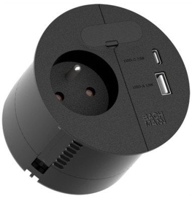 Prizë tavoline Bachmann 938.202, me USB A C PD, e zezë