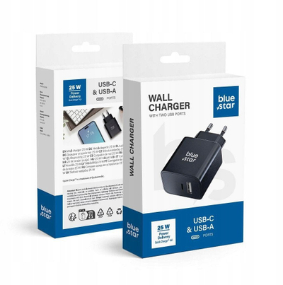 Karikues AC Blue Star TFB-TC-25W, USB C USB A, 25W 3A, i bardhë