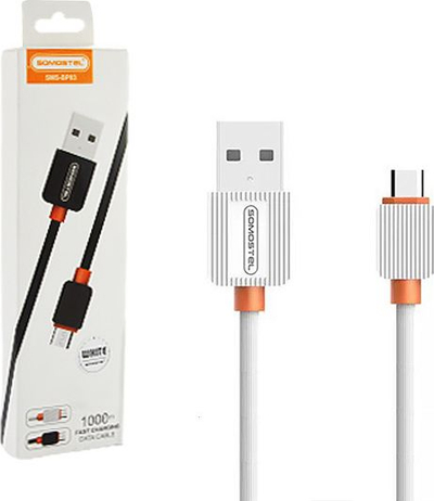 Kabllo karikimi USB Type C Somostel SMS GP03, 2A, 1m, e bardhë me portokalli
