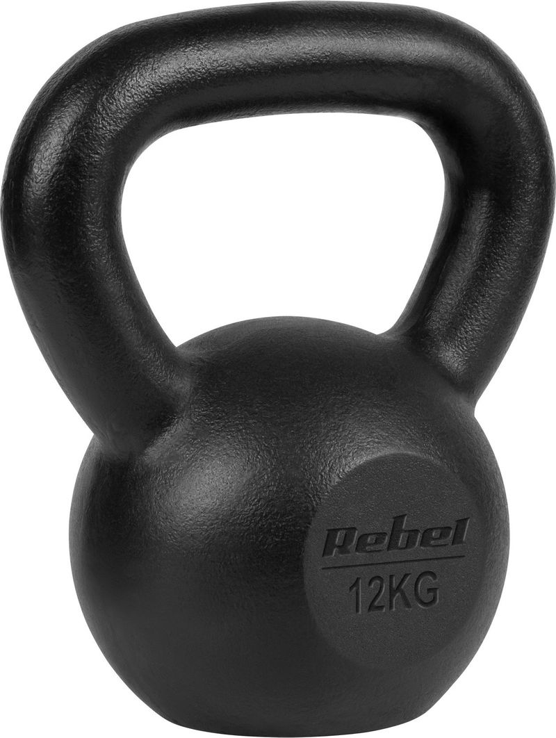 Kettlebell Rebel Active, 12 kg, prej gize, i zi