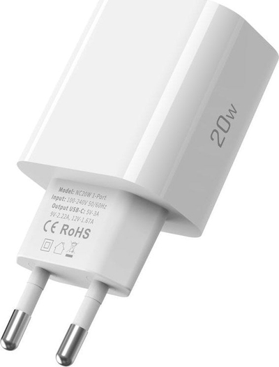 Karikues rrjeti Tech-protect NC20W, 1 port USB-C, PD 20W, i bardhë