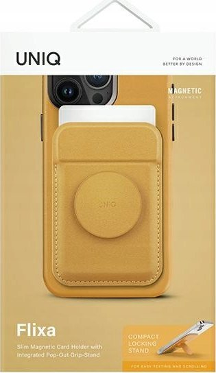 Магнетски паричник за телефон UNIQ Flixa, MagSafe, со држач, жолт