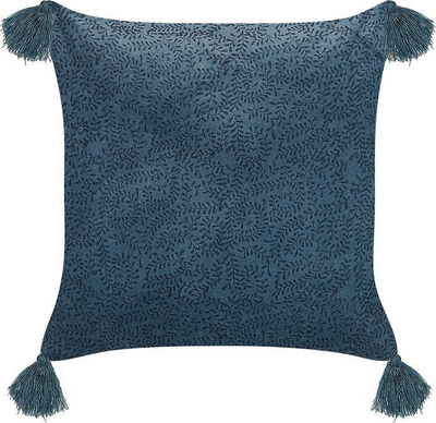 Set me jastëk dekorativë SETARIA Velvet, 45 x 45 cm, me gjethe, blu e errët
