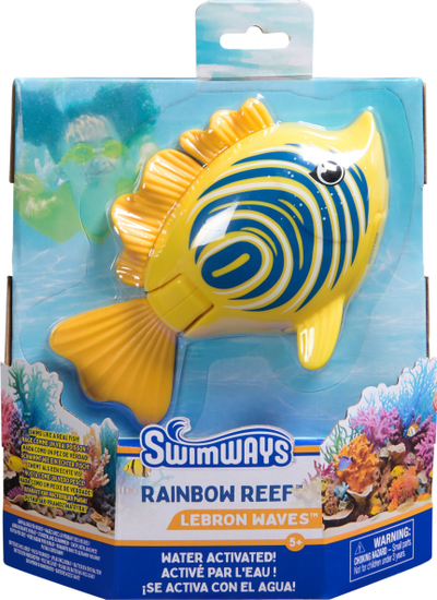 Лодка за пливање SwimWays Rainbow Reef Fish, подводна подвижна рипка, батерии вклучени, многуобојна Lebron Waves
