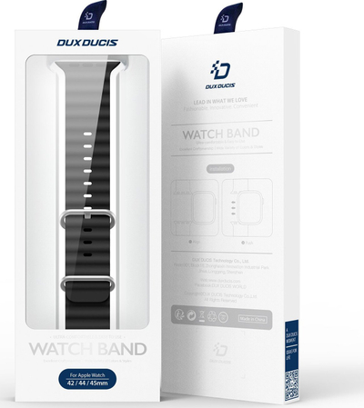 Rrip dore Dux Ducis OceanWave për Apple Watch, silikon, 41/40/38 mm, i zi
