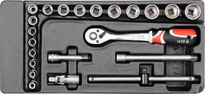 Set priza dhe aksesorë Yato (YT-5542), 22 copë